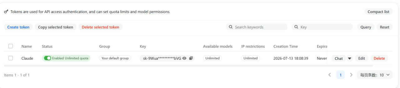 API Key Generated